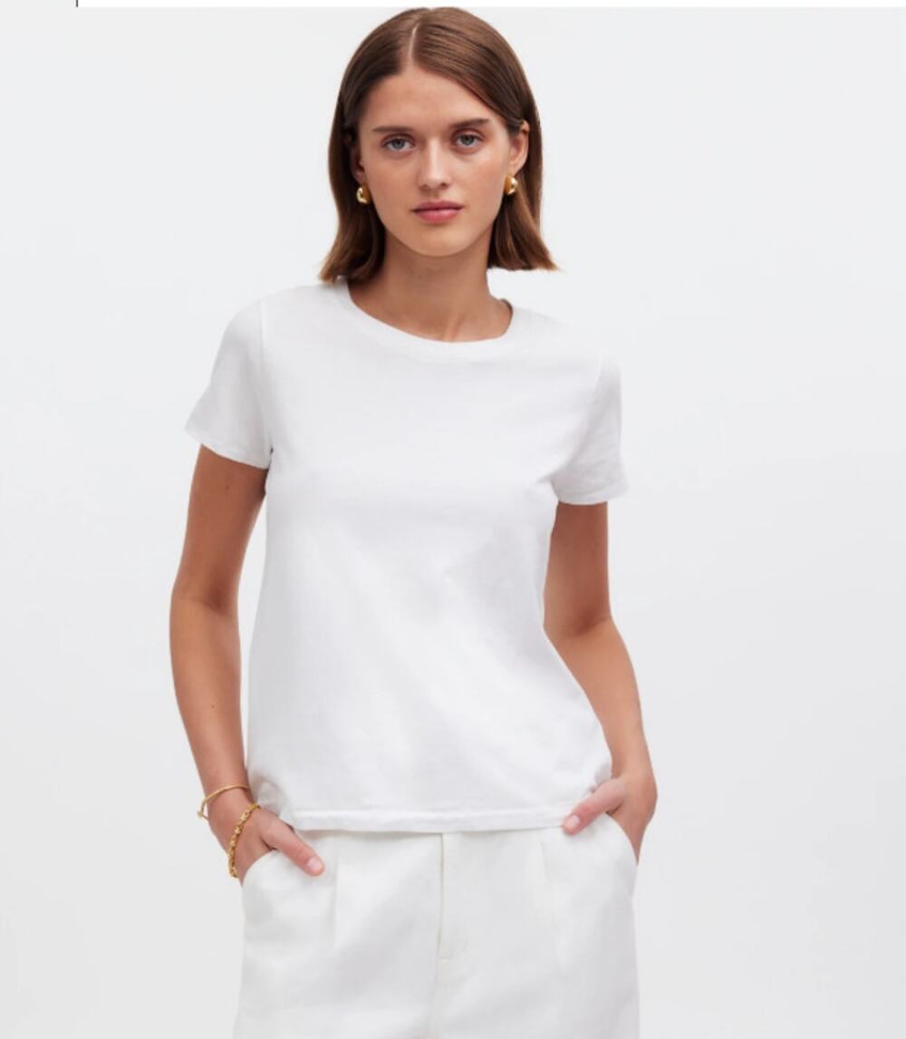 Madewell Northside Vintage Tee Sz XS White Chalk Crewneck Slim Fit Short Sleeve